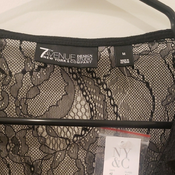 New York & Company Black Ruffled Long Sleeve Blouse - Picture 2 of 7